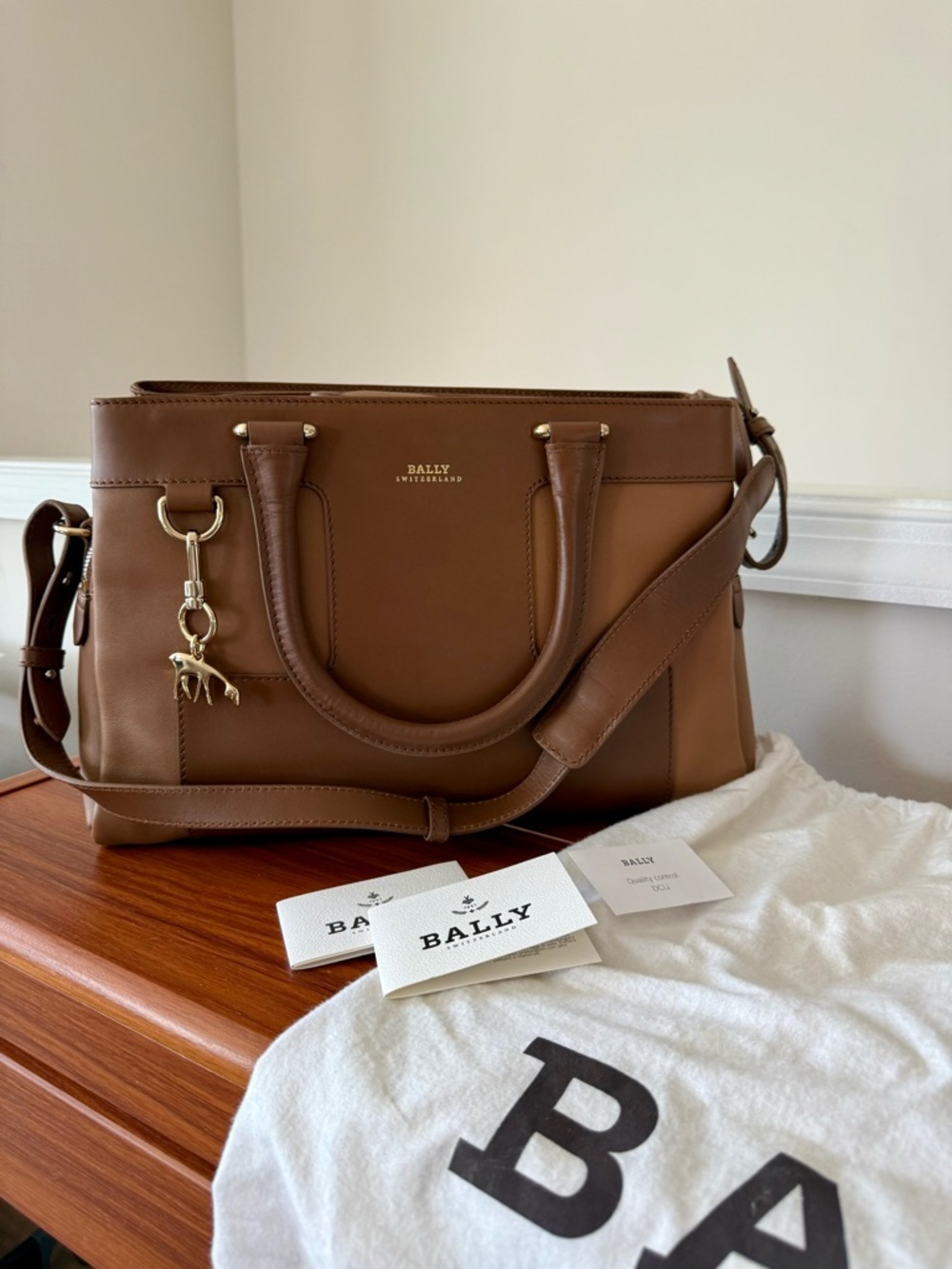 Bally Brown Leather Satchel Bag tote - Classic Structured Carryall